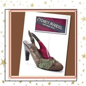 Cydney Mandel Brown Starburst Art Deco Heels 7